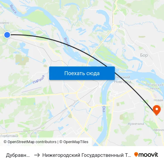 Дубравная Улица to Нижегородский Государственный Технический Университет map