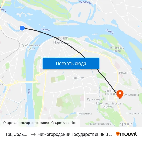 Трц Седьмое Небо to Нижегородский Государственный Технический Университет map