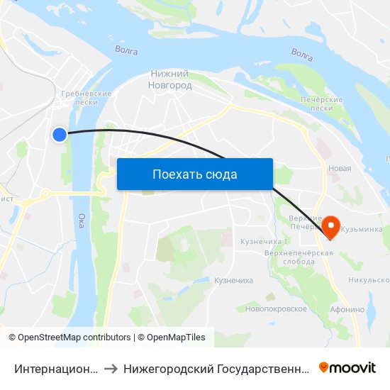 Интернациональная Улица to Нижегородский Государственный Технический Университет map
