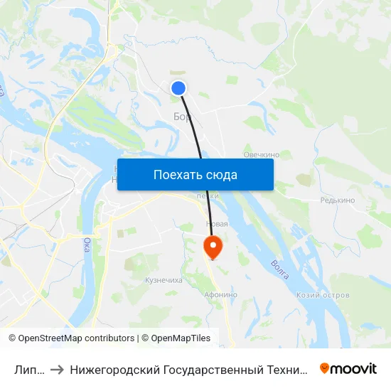 Липово to Нижегородский Государственный Технический Университет map