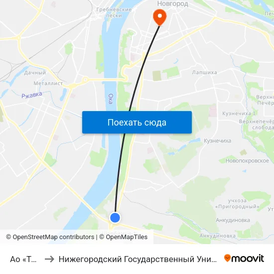 Ао «Термаль» to Нижегородский Государственный Университет Им. Н. И. Лобачевского map