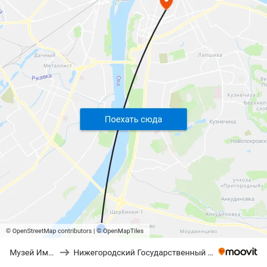 Музей Имени Сахарова to Нижегородский Государственный Университет Им. Н. И. Лобачевского map