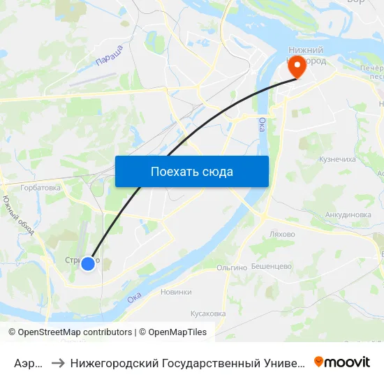 Аэропорт to Нижегородский Государственный Университет Им. Н. И. Лобачевского map