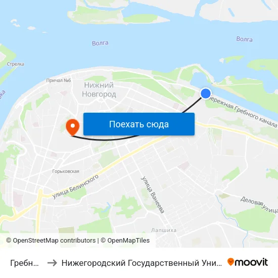 Гребной Канал to Нижегородский Государственный Университет Им. Н. И. Лобачевского map