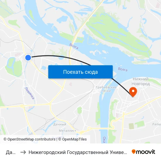 Дарьино to Нижегородский Государственный Университет Им. Н. И. Лобачевского map
