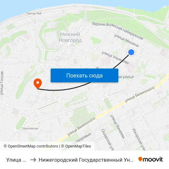Улица Семашко to Нижегородский Государственный Университет Им. Н. И. Лобачевского map