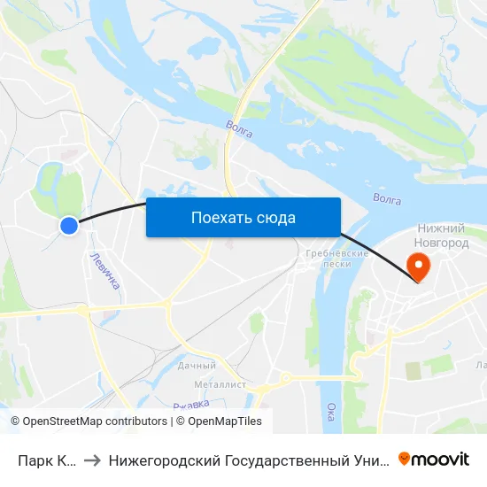 Парк Культуры to Нижегородский Государственный Университет Им. Н. И. Лобачевского map