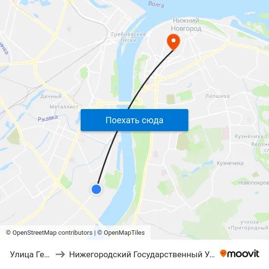Улица Героя Попова to Нижегородский Государственный Университет Им. Н. И. Лобачевского map