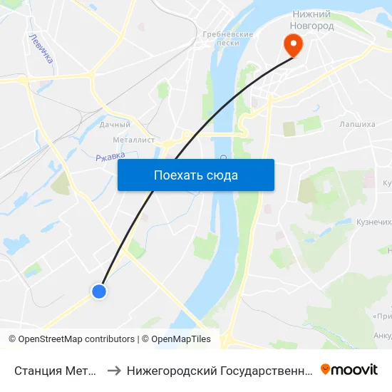 Станция Метро «Автозаводская» to Нижегородский Государственный Университет Им. Н. И. Лобачевского map