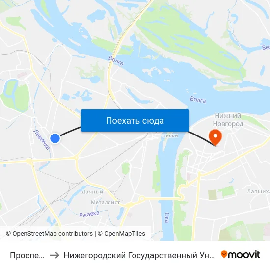 Проспект Героев to Нижегородский Государственный Университет Им. Н. И. Лобачевского map
