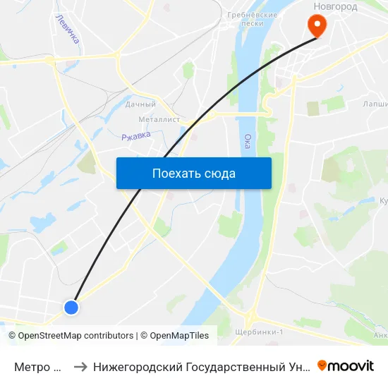 Метро Кировская to Нижегородский Государственный Университет Им. Н. И. Лобачевского map