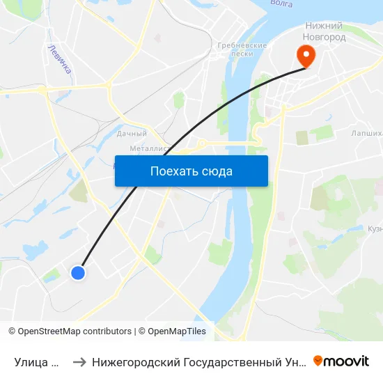 Улица Дьяконова to Нижегородский Государственный Университет Им. Н. И. Лобачевского map