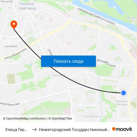 Улица Германа Лопатина to Нижегородский Государственный Университет Им. Н. И. Лобачевского map