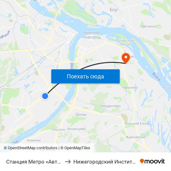 Станция Метро «Автозаводская» to Нижегородский Институт Фсб России map
