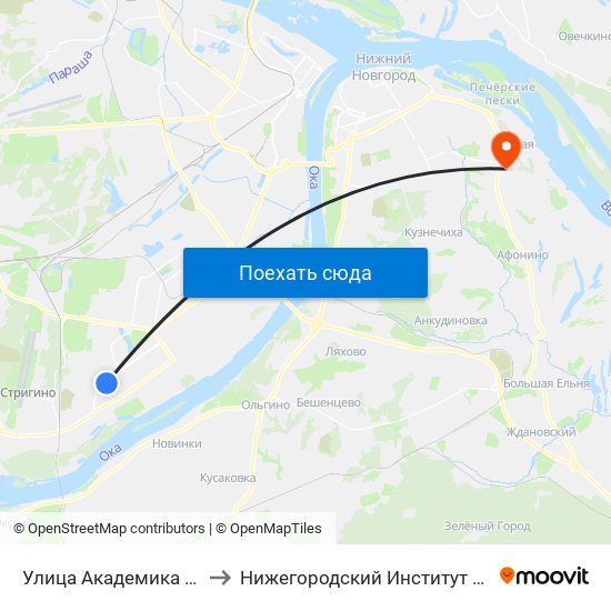 Улица Академика Павлова to Нижегородский Институт Фсб России map