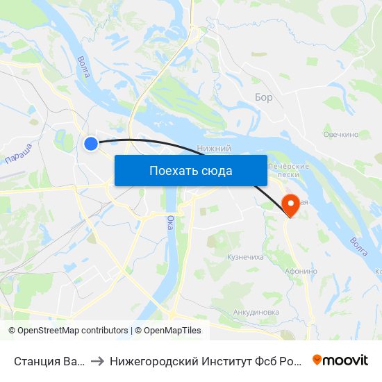 Станция Варя to Нижегородский Институт Фсб России map