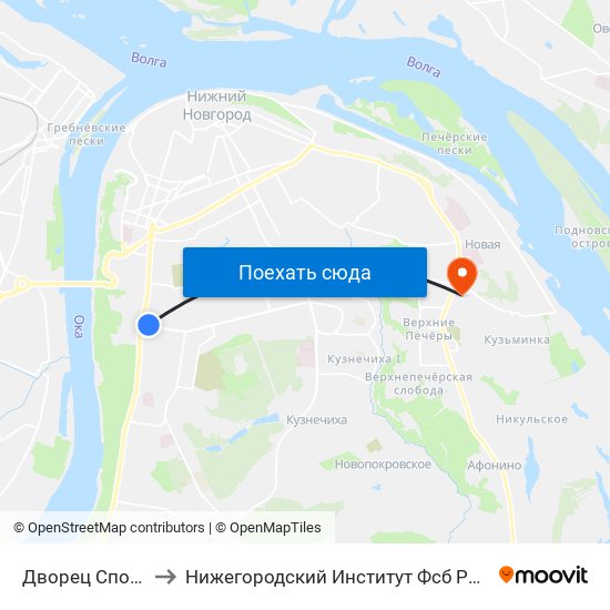 Дворец Спорта to Нижегородский Институт Фсб России map