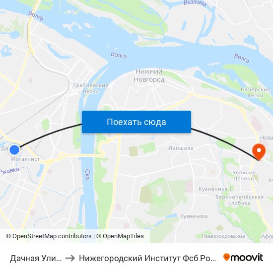 Дачная Улица to Нижегородский Институт Фсб России map