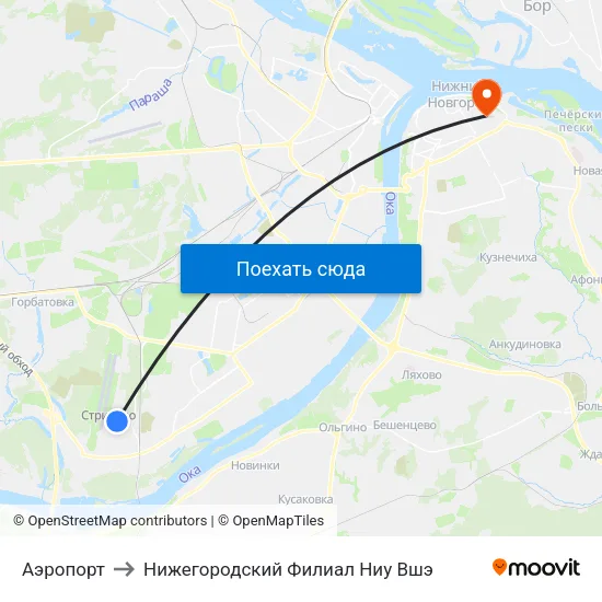 Аэропорт to Нижегородский Филиал Ниу Вшэ map