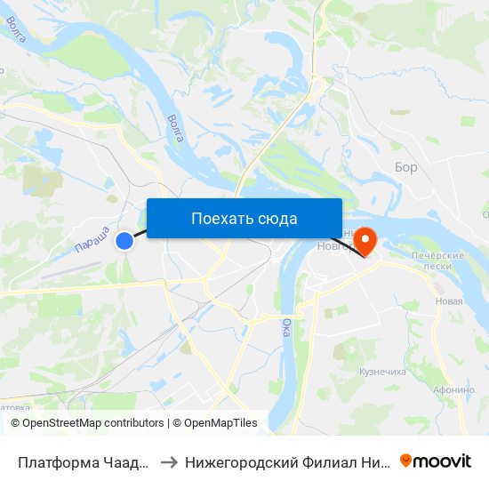 Платформа Чаадаево to Нижегородский Филиал Ниу Вшэ map