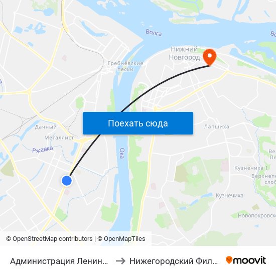 Администрация Ленинского Района to Нижегородский Филиал Ниу Вшэ map