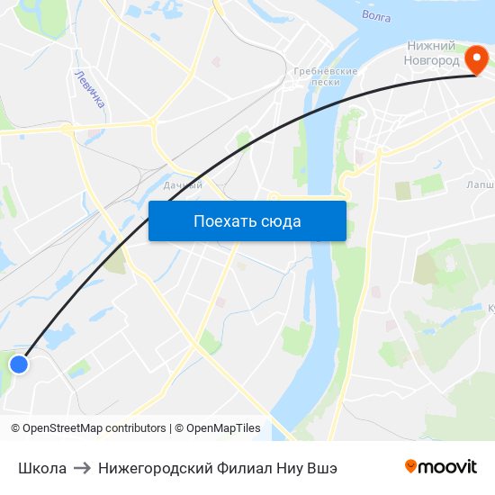 Школа to Нижегородский Филиал Ниу Вшэ map