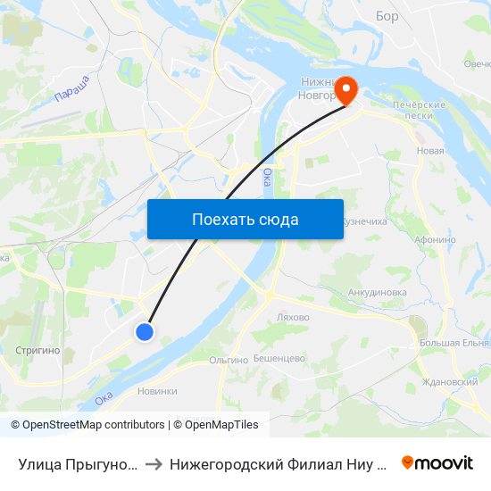Улица Прыгунова to Нижегородский Филиал Ниу Вшэ map