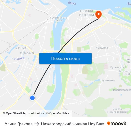 Улица Грекова to Нижегородский Филиал Ниу Вшэ map