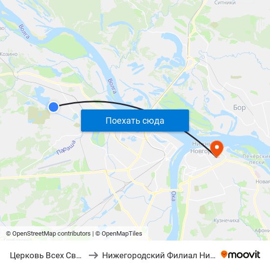 Церковь Всех Святых to Нижегородский Филиал Ниу Вшэ map