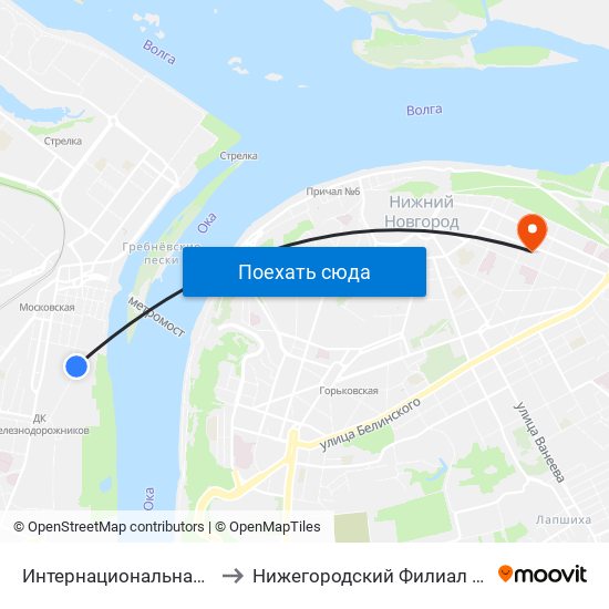 Интернациональная Улица to Нижегородский Филиал Ниу Вшэ map