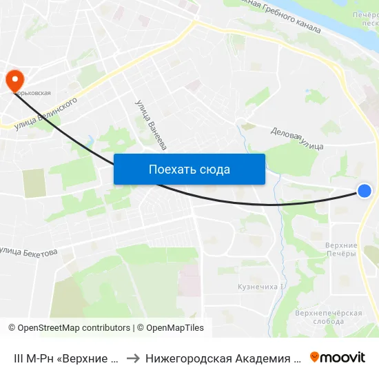 III М-Рн «Верхние Печёры» to Нижегородская Академия Мвд России map
