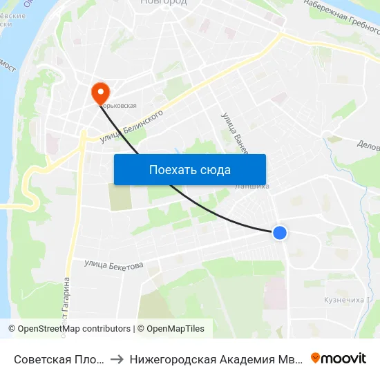 Советская Площадь to Нижегородская Академия Мвд России map