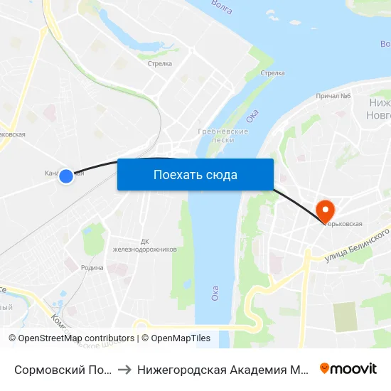 Сормовский Поворот to Нижегородская Академия Мвд России map