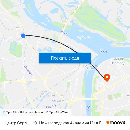 Центр Сормова to Нижегородская Академия Мвд России map