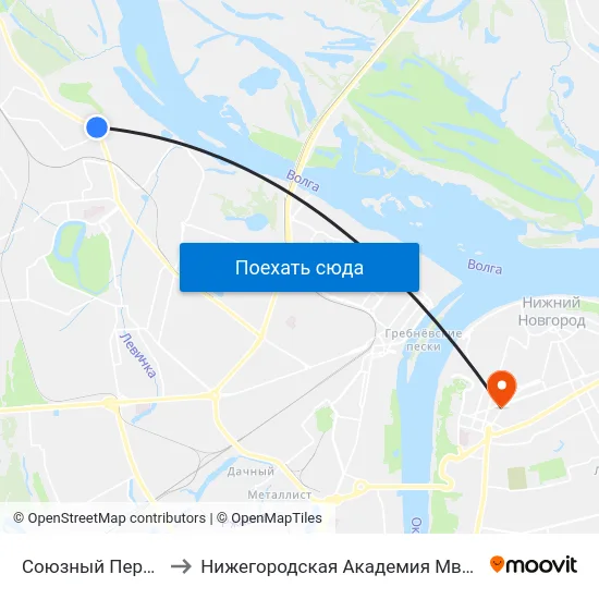 Союзный Переулок to Нижегородская Академия Мвд России map