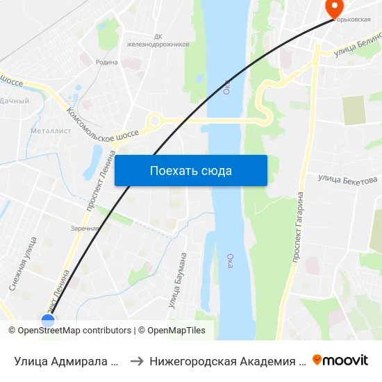 Улица Адмирала Нахимова to Нижегородская Академия Мвд России map