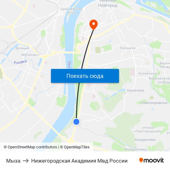 Мыза to Нижегородская Академия Мвд России map