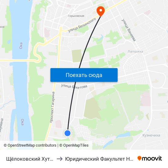 Щёлоковский Хутор to Юридический Факультет Ннгу map