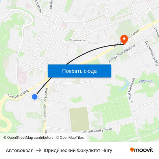 Автовокзал to Юридический Факультет Ннгу map