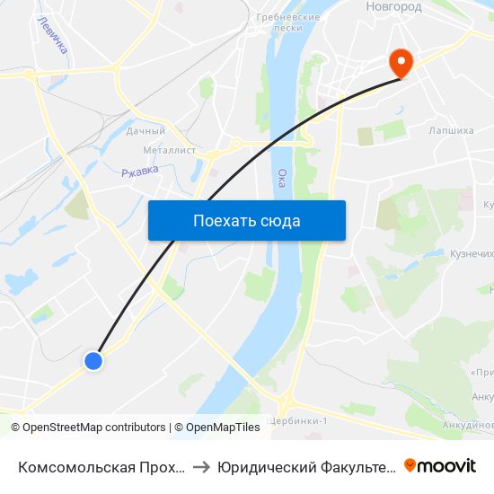 Комсомольская Проходная to Юридический Факультет Ннгу map