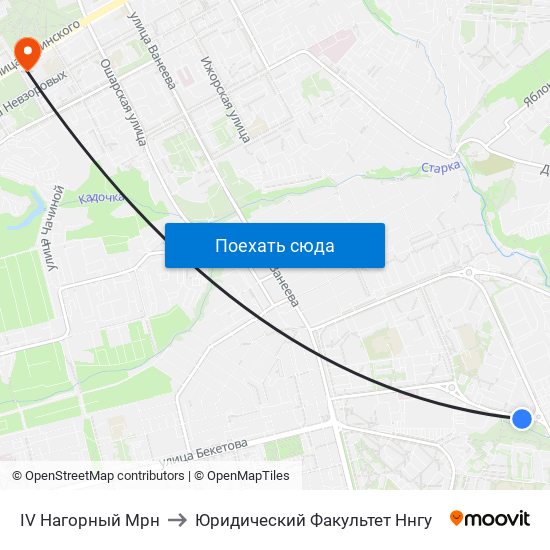 IV Нагорный Мрн to Юридический Факультет Ннгу map