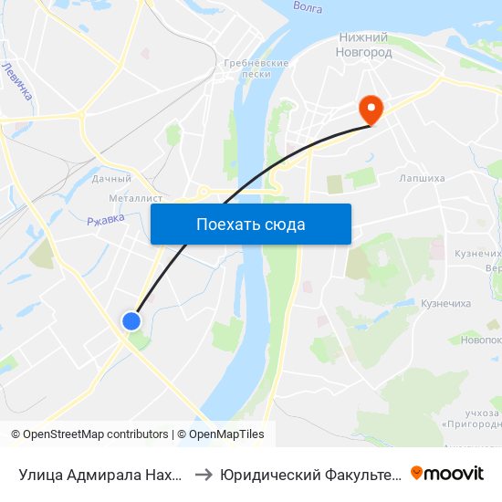 Улица Адмирала Нахимова to Юридический Факультет Ннгу map