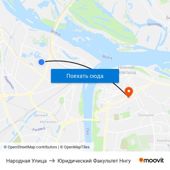 Народная Улица to Юридический Факультет Ннгу map