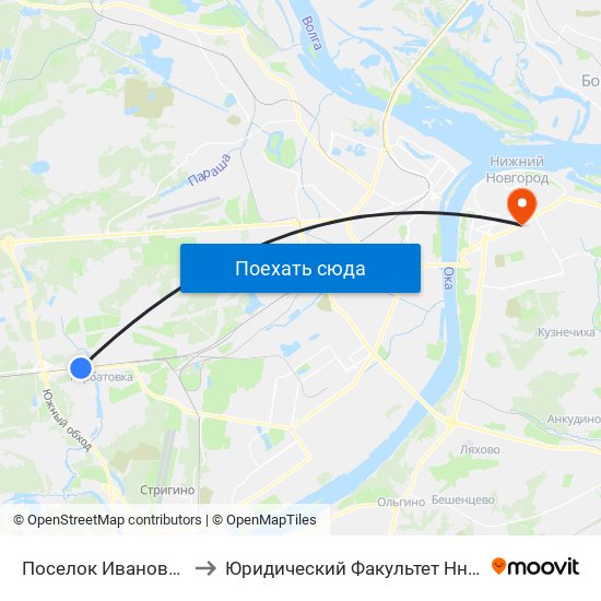 Поселок Ивановка to Юридический Факультет Ннгу map