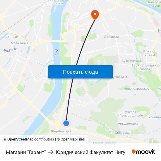 Магазин "Гарант" to Юридический Факультет Ннгу map