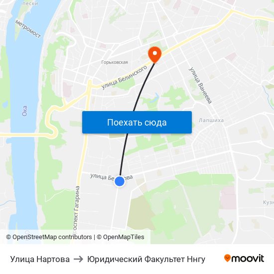 Улица Нартова to Юридический Факультет Ннгу map