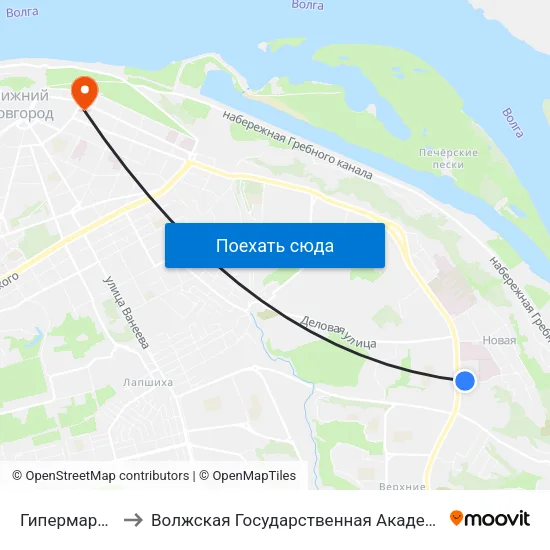 Гипермаркет Лента to Волжская Государственная Академия Водного Транспорта map
