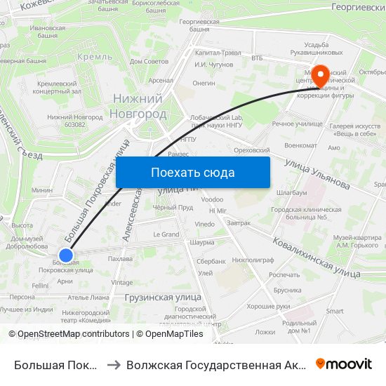 Большая Покровская Улица to Волжская Государственная Академия Водного Транспорта map