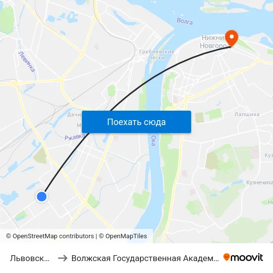 Львовская Улица to Волжская Государственная Академия Водного Транспорта map