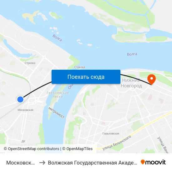 Московский Вокзал to Волжская Государственная Академия Водного Транспорта map
